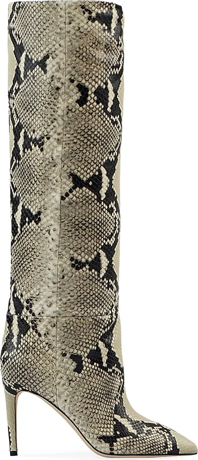 Women's 85MM Snake-Embossed Leather Stiletto Boots - Size 5.5
