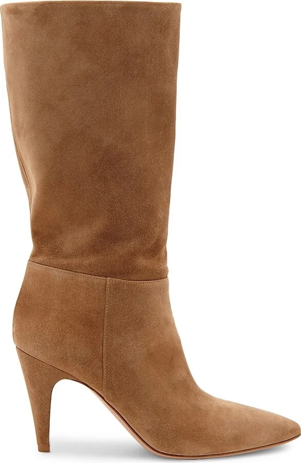 Women's 85MM Suede Stiletto Boots - Camel - Size 6