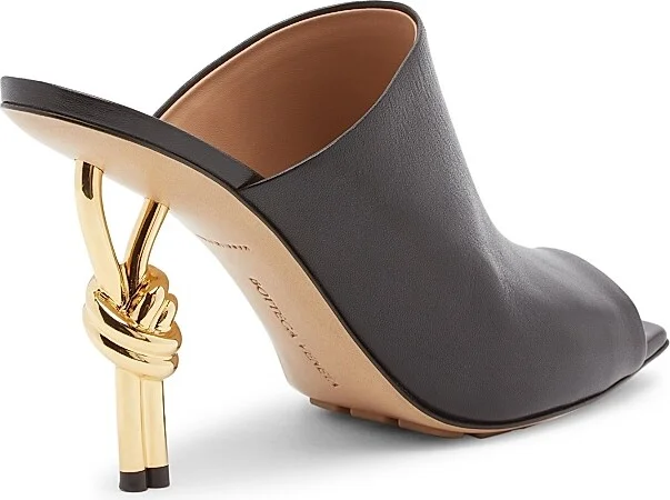 Women's 90MM Knot Metal-Heel Leather Sandals - Black - Size 6.5 - Image 3