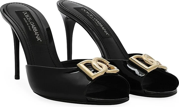 Women's 90MM Leather Logo Mules - Black - Size 6 - Image 2