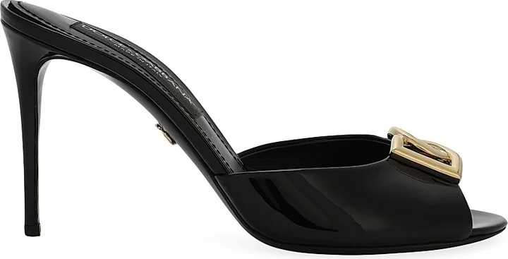 Women's 90MM Leather Logo Mules - Black - Size 6