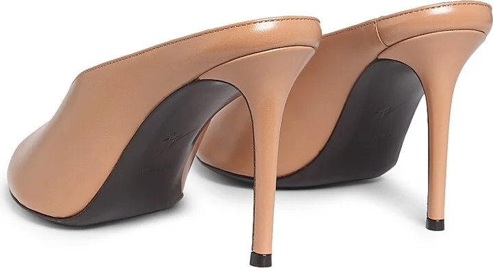 Women's 90MM Leather Peep-Toe Mules - Muse Ebano - Size 6 - Image 8
