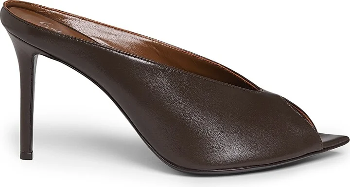 Women's 90MM Leather Peep-Toe Mules - Muse Ebano - Size 6