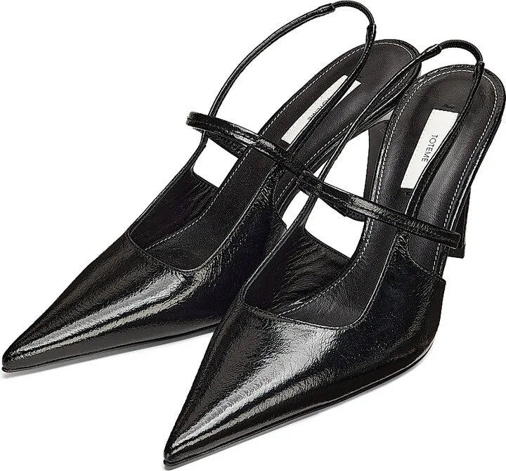 Women's 90MM Leather Slingback Pumps - Black - Size 5 - Image 2