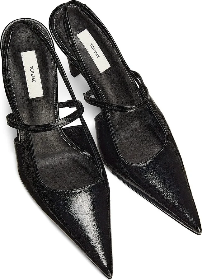 Women's 90MM Leather Slingback Pumps - Black - Size 5 - Image 4