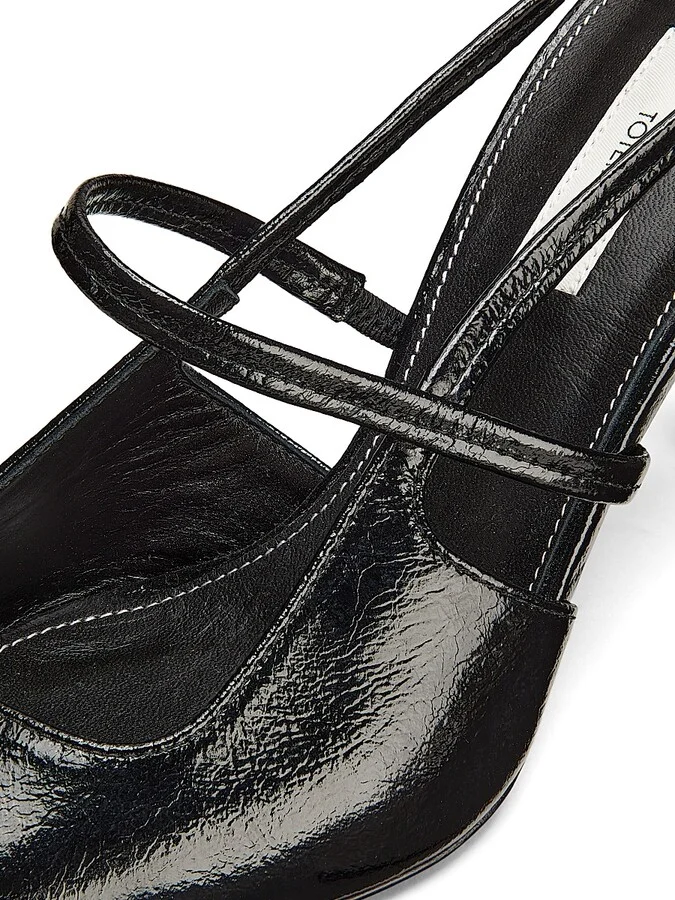 Women's 90MM Leather Slingback Pumps - Black - Size 5 - Image 5