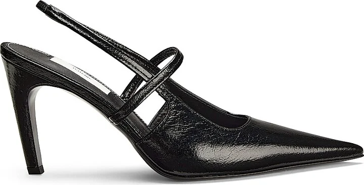 Women's 90MM Leather Slingback Pumps - Black - Size 5