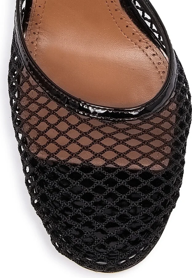 Women's 90MM Mesh & Leather Pumps - Noir - Size 5 - Image 4