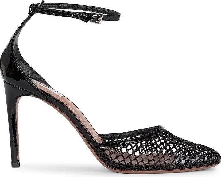 Women's 90MM Mesh & Leather Pumps - Noir - Size 5