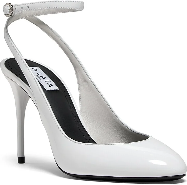 Women's 90MM Patent Leather Pumps - Blanc Optique - Size 6 - Image 2