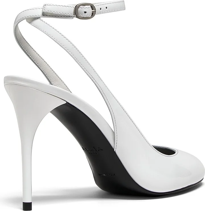 Women's 90MM Patent Leather Pumps - Blanc Optique - Size 6 - Image 3
