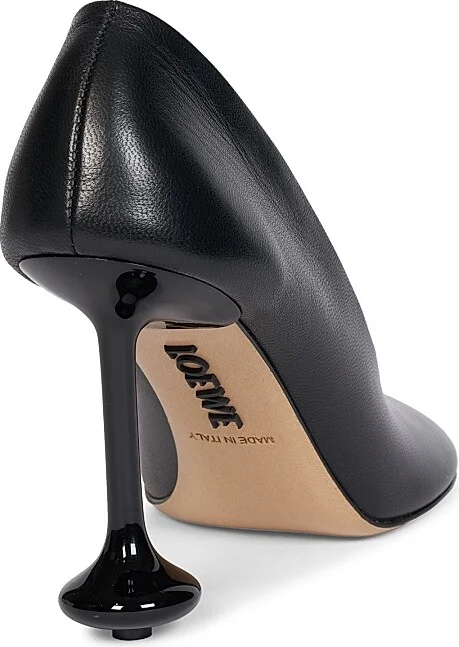 Women's 90MM Square-Toe Leather Pumps - Black - Size 5 - Image 3