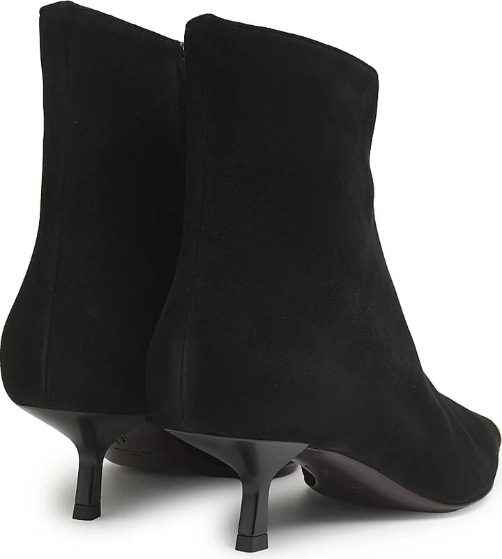 Women's 90MM Suede Cap-Toe Kitten-Heel Booties - Nero Oro - Size 6 - Image 3