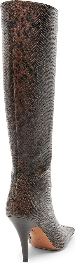 Women's 95MM Snakeskin-Printed Knee-High Boots - Coffee - Size 6 - Image 3