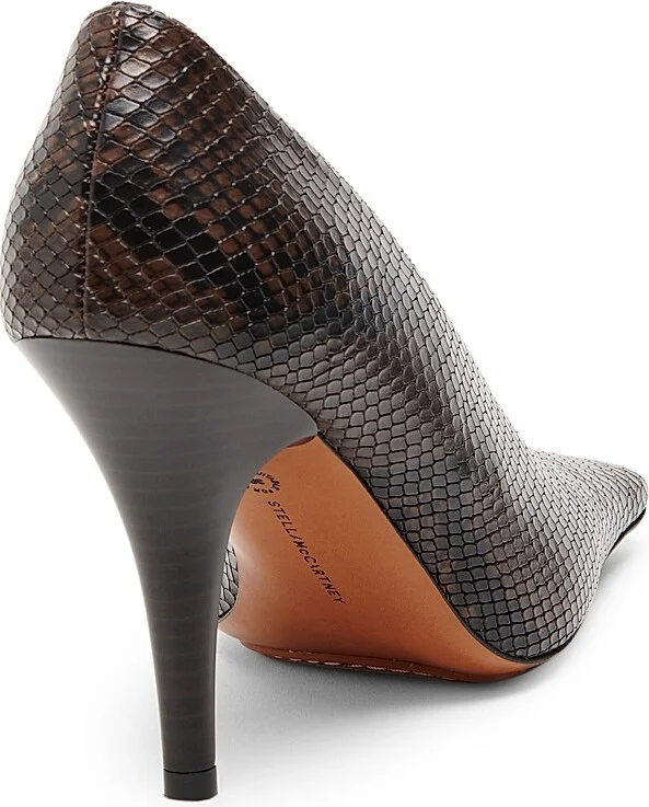 Women's 95MM Snakeskin Printed Pumps - Coffee - Size 5 - Image 3