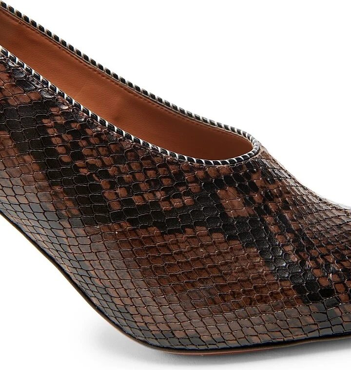 Women's 95MM Snakeskin Printed Pumps - Coffee - Size 5 - Image 5
