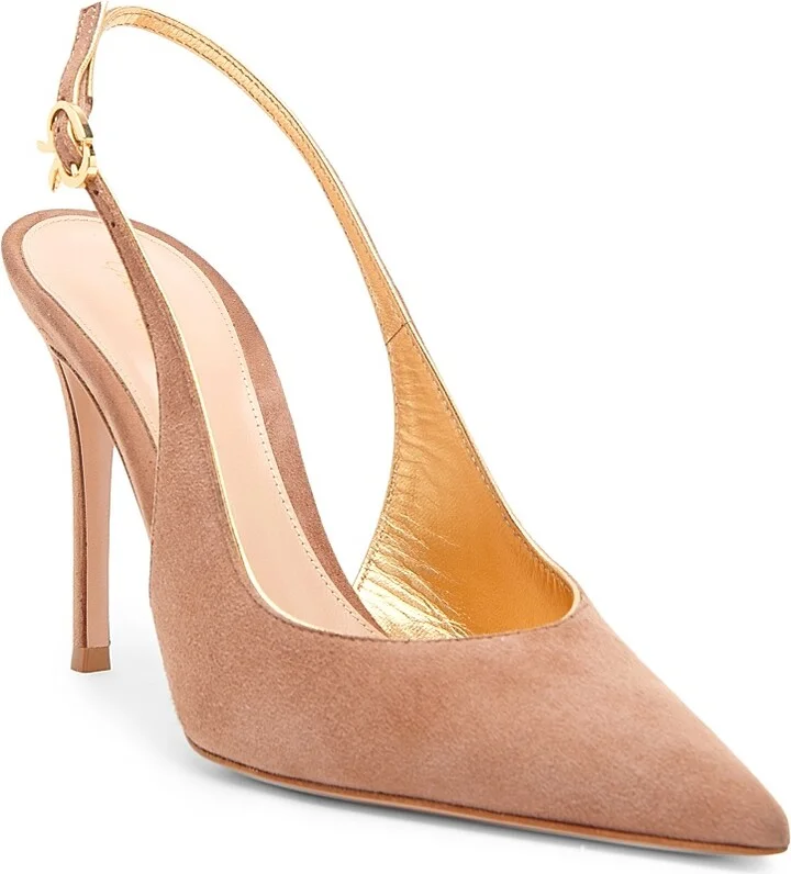 Women's 95MM Suede Slingback Pumps - Praline Mekong - Size 5 - Image 2