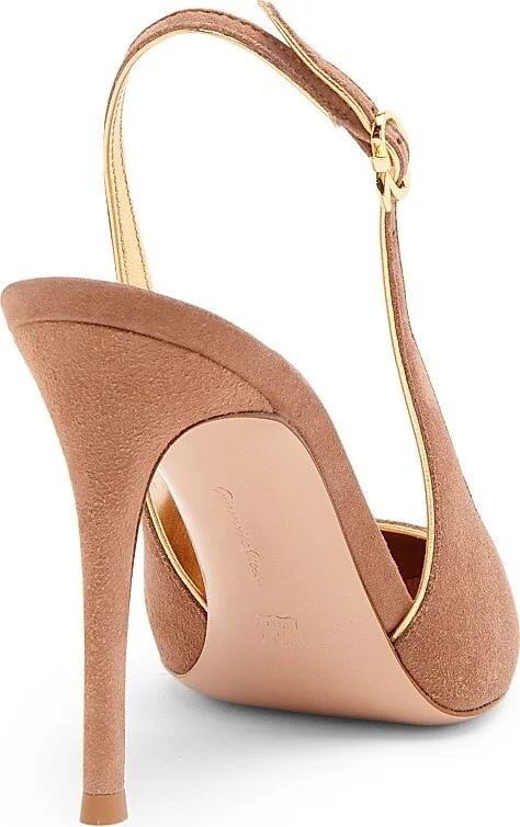 Women's 95MM Suede Slingback Pumps - Praline Mekong - Size 5 - Image 3