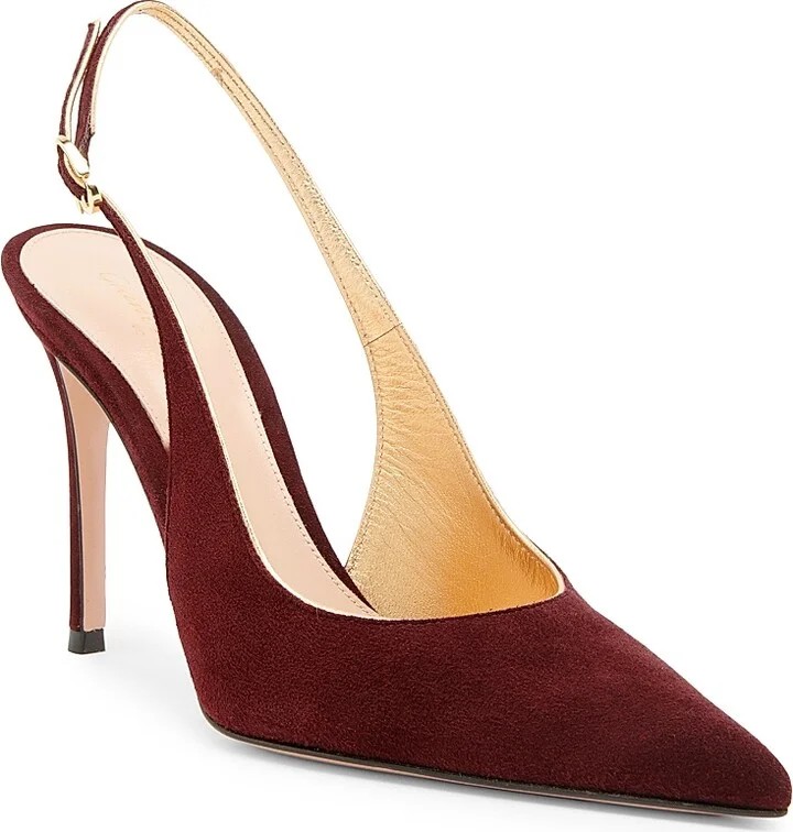 Women's 95MM Suede Slingback Pumps - Praline Mekong - Size 5 - Image 6