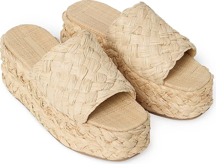 Women's Aaron 80MM Raffia Platform Mules - Natural - Size 10.5 - Image 3