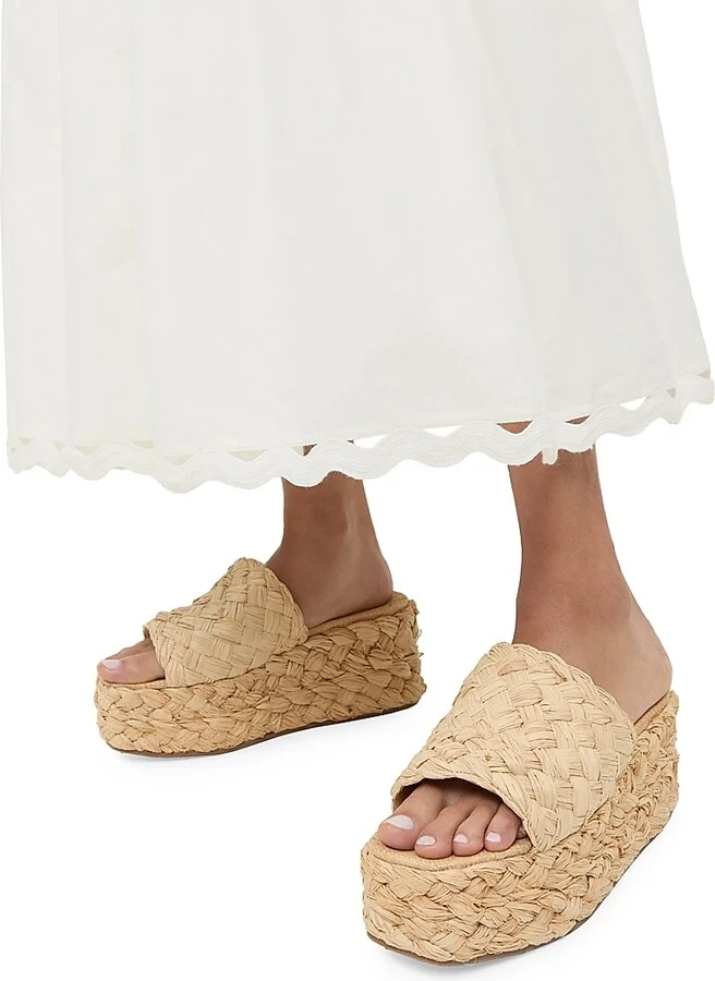 Women's Aaron 80MM Raffia Platform Mules - Natural - Size 10.5 - Image 6
