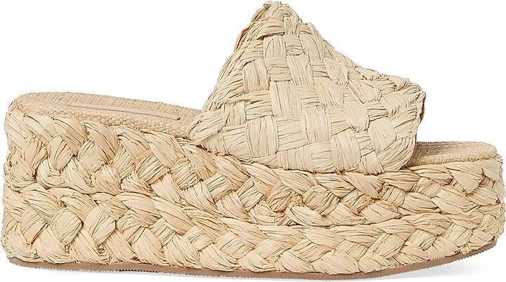 Women's Aaron 80MM Raffia Platform Mules - Natural - Size 10.5