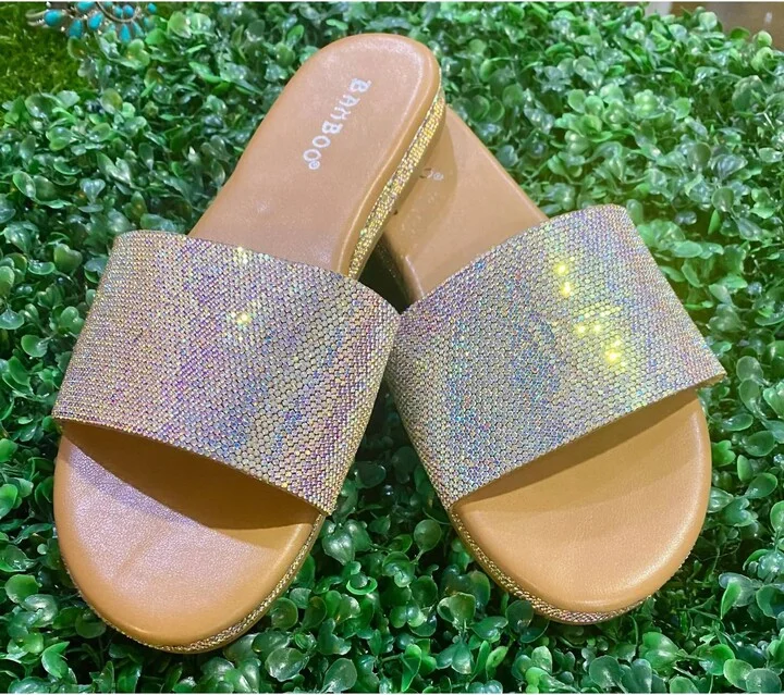 Women's Ab Sparkle Slide Sandals In Silver