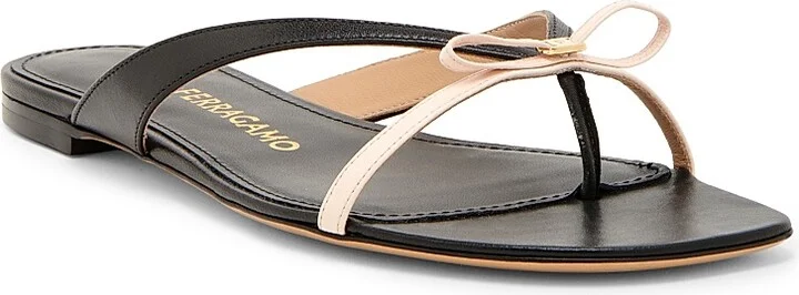 Women's Abibi Bow-Embellished Leather Sandals - Ballet Nero - Size 6.5 - Image 2