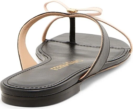 Women's Abibi Bow-Embellished Leather Sandals - Ballet Nero - Size 6.5 - Image 3