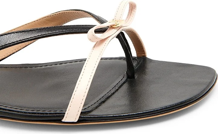 Women's Abibi Bow-Embellished Leather Sandals - Ballet Nero - Size 6.5 - Image 5