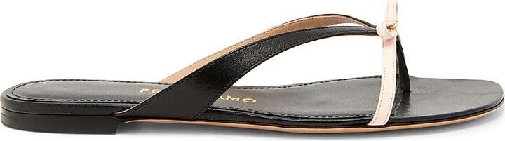 Women's Abibi Bow-Embellished Leather Sandals - Ballet Nero - Size 6.5