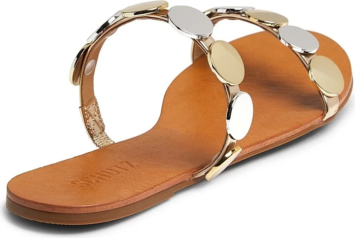 Women's Acacia Disc-Embellished Leather Sandals - Platina - Size 8.5 - Image 3