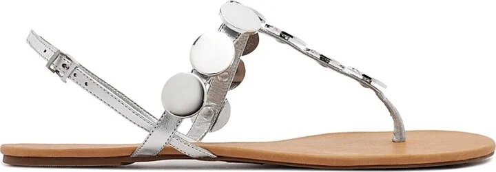 Women's Acacia Metallic Leather T-Strap Sandals - Prata - Size 8