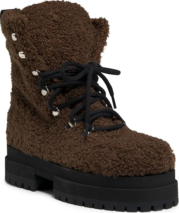 Women's Acacia Teddy Lace-Up Hiking Boots - Dark Brown - Size 5 - Image 2