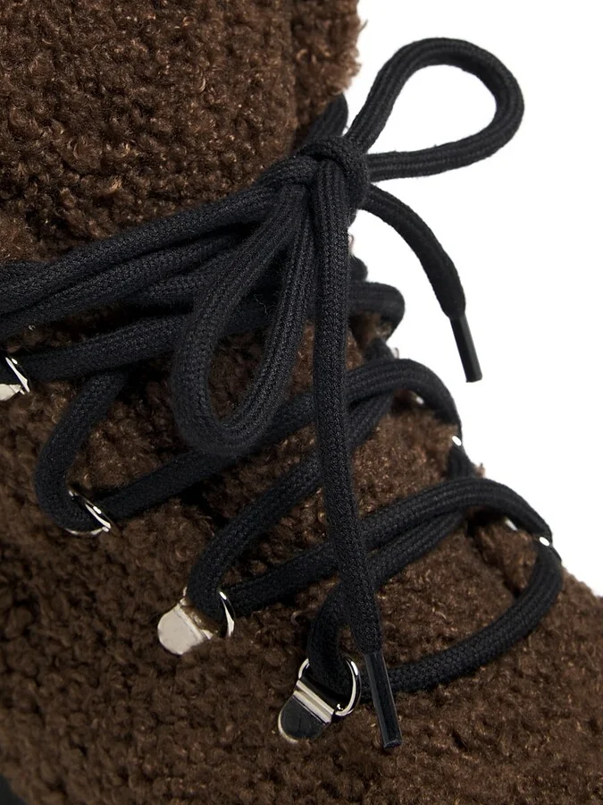 Women's Acacia Teddy Lace-Up Hiking Boots - Dark Brown - Size 5 - Image 5