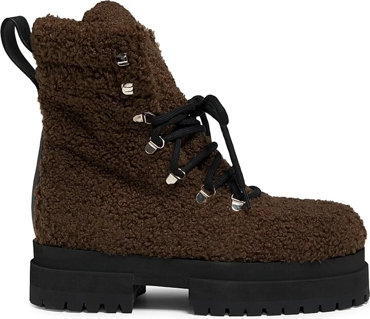 Women's Acacia Teddy Lace-Up Hiking Boots - Dark Brown - Size 5