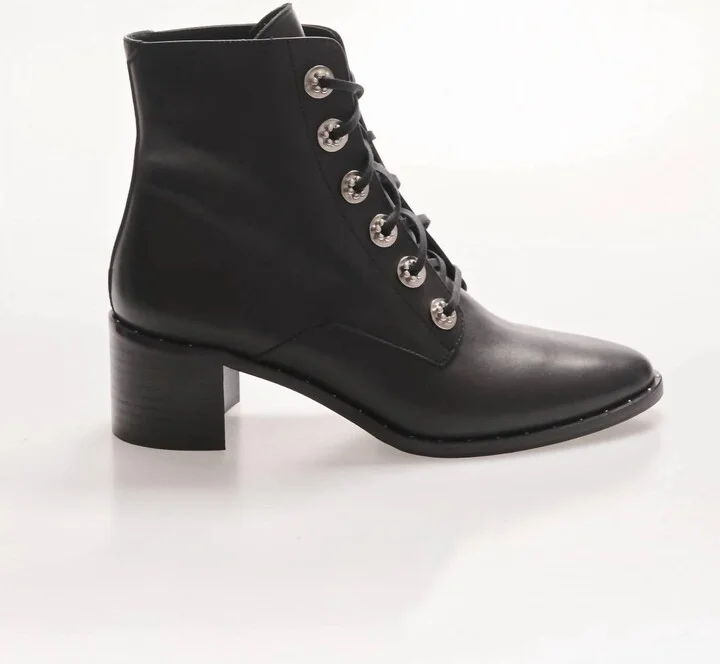 Women's Ace Lace Up Combat Boot In Black
