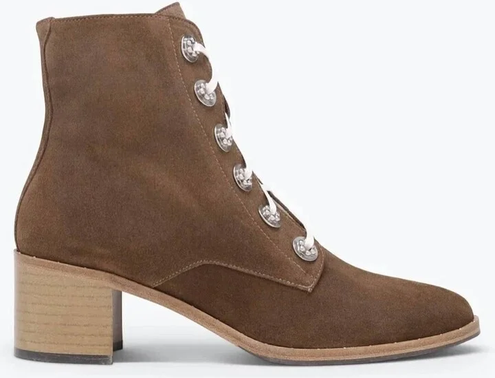Women's Ace Lace Up Combat Boot In Brown Suede