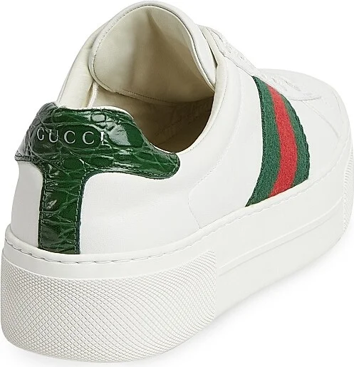 Women's Ace Leather Low-Top Sneakers - Bottle Green - Size 6 - Image 3