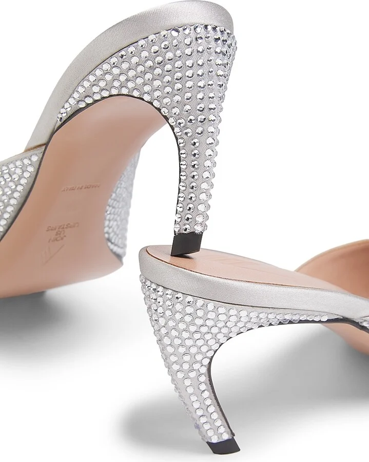 Women's Ada Embellished 65MM Mules - Silver - Size 6 - Image 5