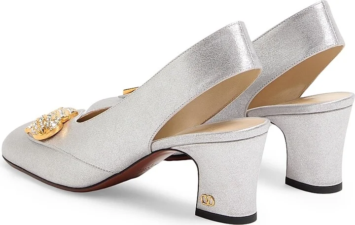 Women's Adamantine 60MM Slingback Pumps in Glitter Fabric - Silver - Size 7 - Image 3