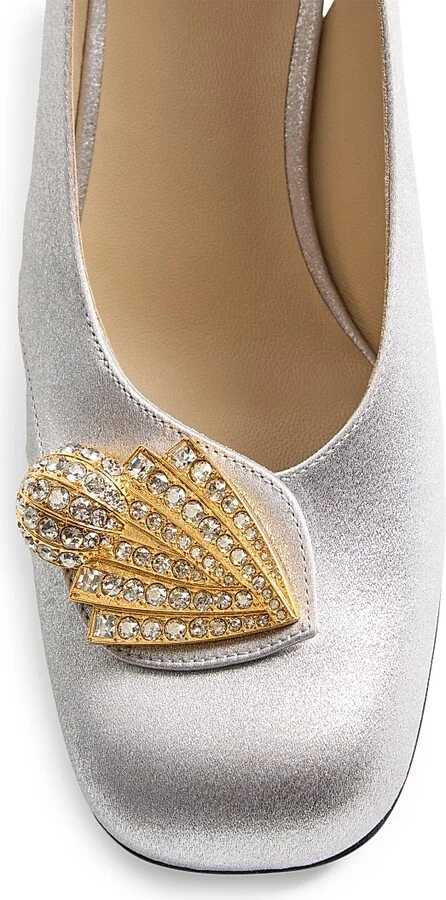 Women's Adamantine 60MM Slingback Pumps in Glitter Fabric - Silver - Size 7 - Image 5