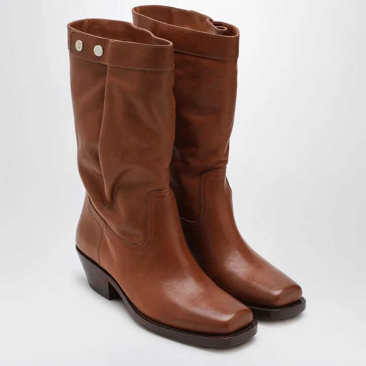 Women's Ademe Havana Leather Biker Boot