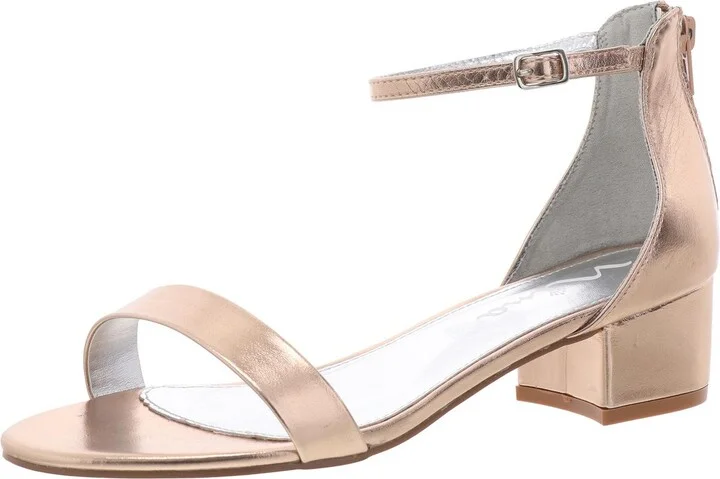 Womens Adjustable Faux Leather Block Heel