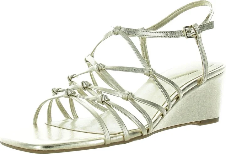 Womens Adjustable Faux Leather Wedge Sandals