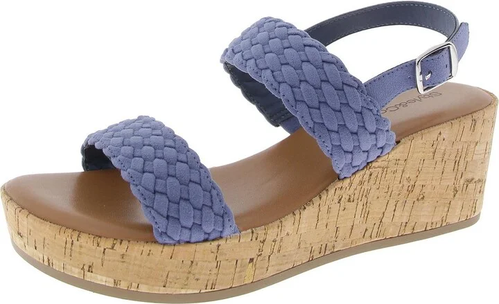 Womens Adjustable Faux Suede Wedge Sandals