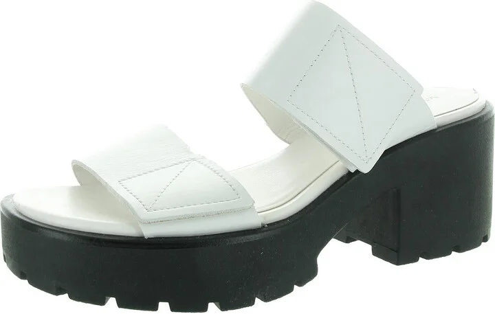 Womens Adjustable Leather Block Heel