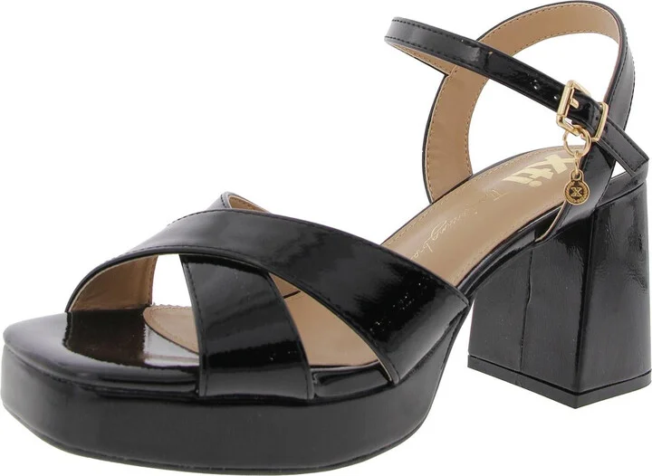 Womens Adjustable Patent Block Heel