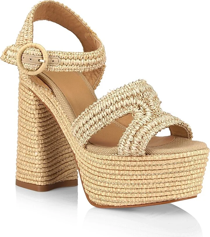 Women's Adriana 80MM Raffia Platform Sandals - Natural - Size 9 - Image 2