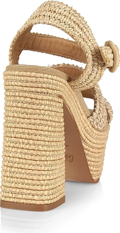 Women's Adriana 80MM Raffia Platform Sandals - Natural - Size 9 - Image 3